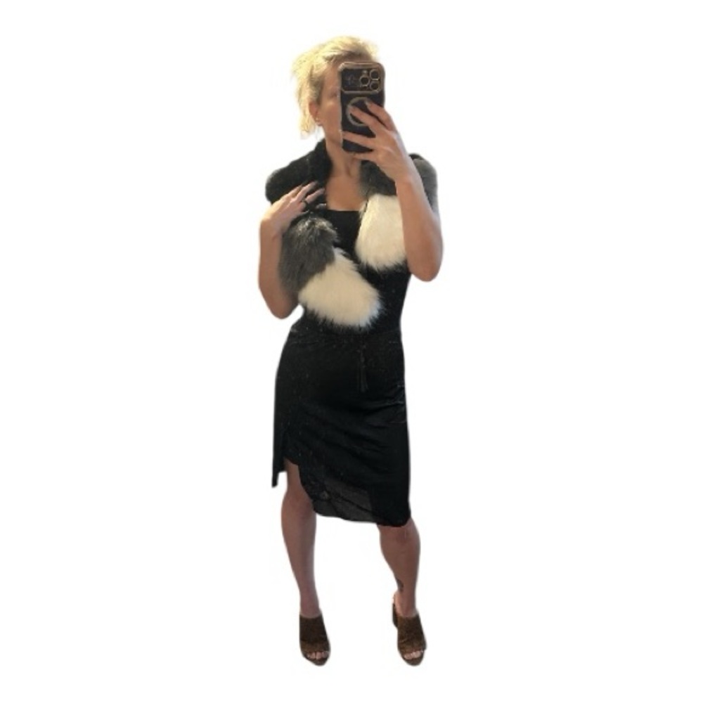 Steve Madden Black Faux Fur Stole (missing tassel) OS - Picture 4 of 4